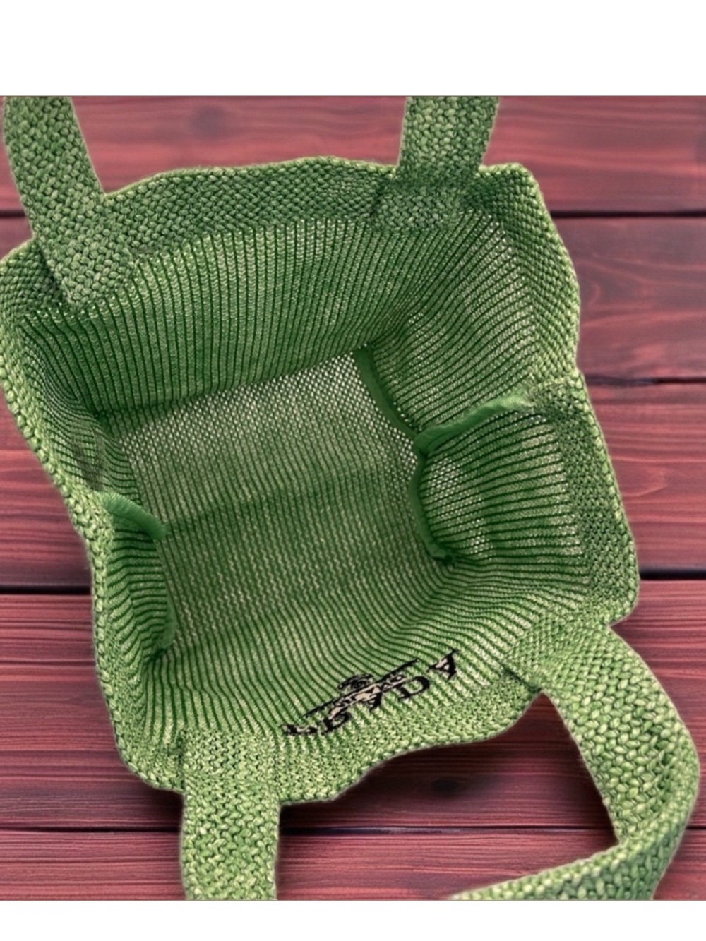 Prada Green Woven Mini Tote - Picture 3 of 3